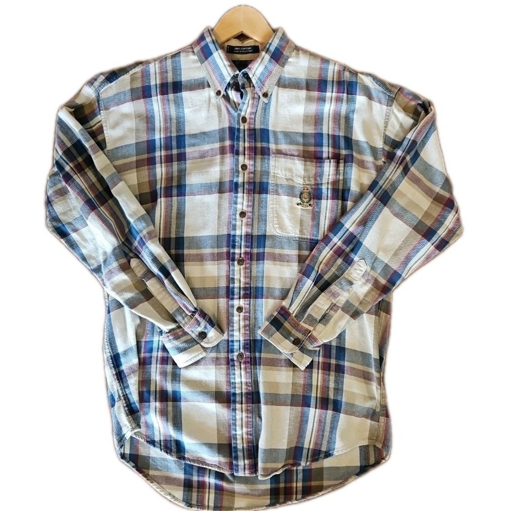 Vintage Chaps Ralph Lauren Cotton Plaid Shirt Long Sleeve Button Down Men Medium